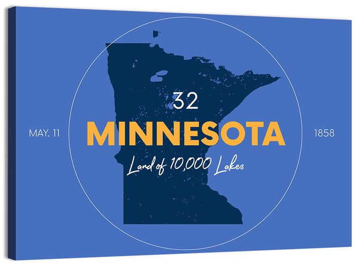 Minnesota State Outline Graphic Wall Art as a canvas print