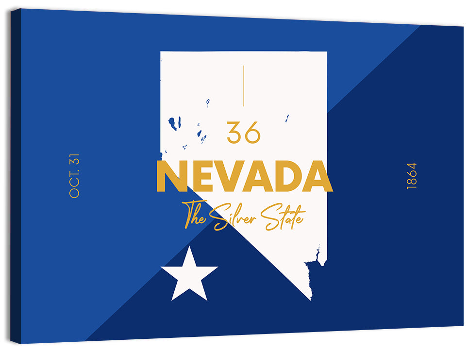 Nevada Map the Silver State Wall Art, canvas print, landscape