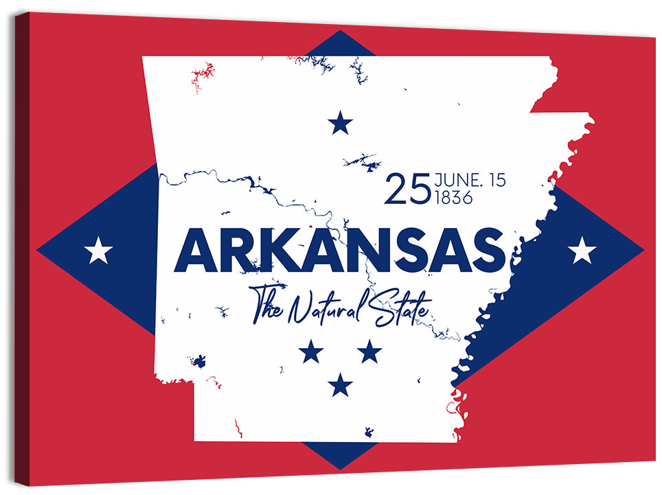 Patriotic Arkansas Map Wall Art, canvas print, landscape