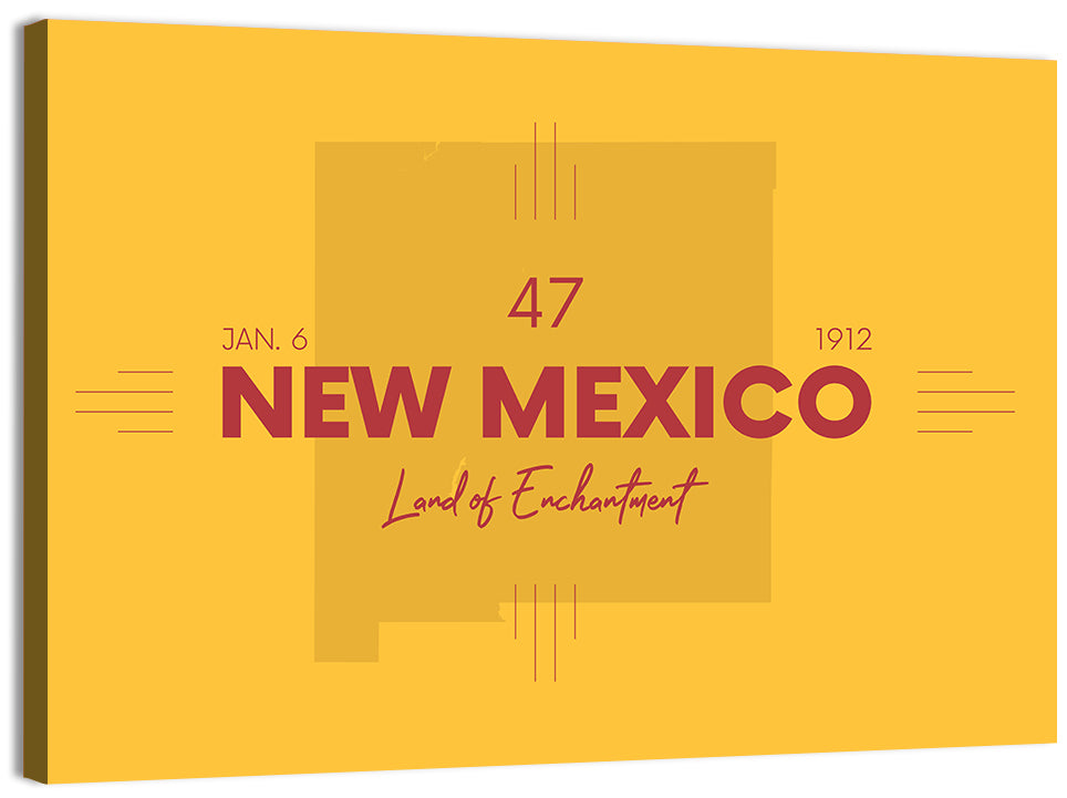 New Mexico Typographic Map 1912 Wall Art