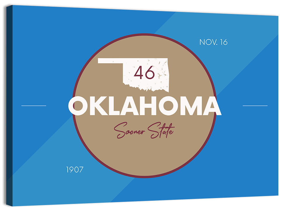 Oklahoma State Medallion Map Wall Art