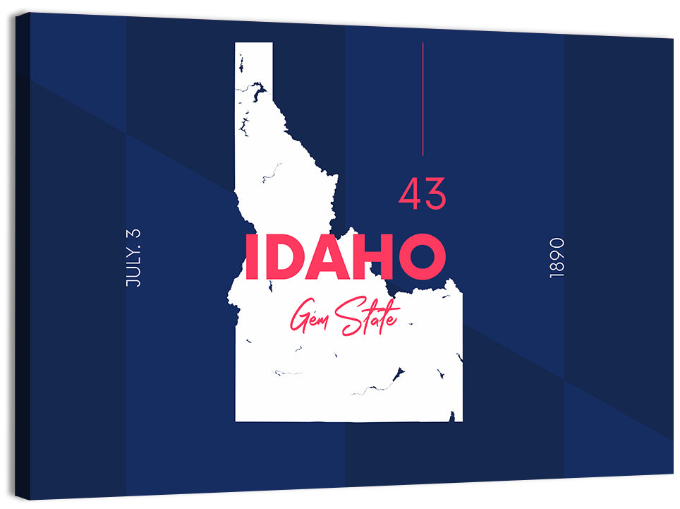 Idaho Gem State Map Wall Art, canvas print, landscape