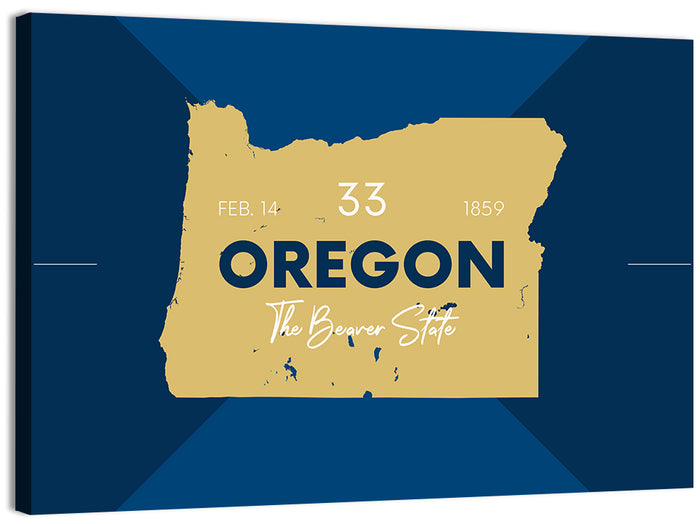 Oregon Typographic Map Wall Art as a canvas print