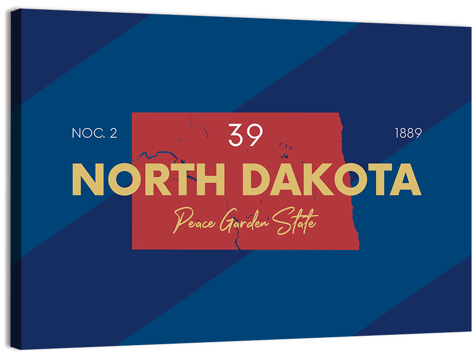 North Dakota Map Graphic Number 39 Wall Art, canvas print, landscape
