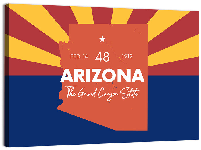 Arizona Sunburst Map Wall Art as a canvas print