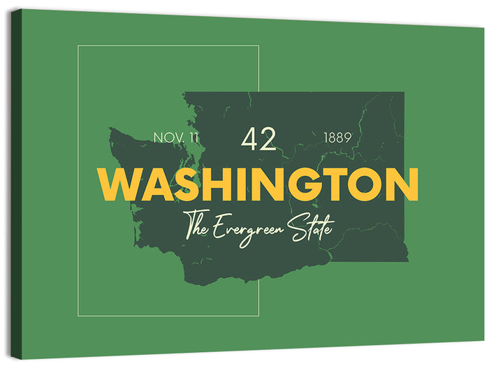 Minimalist Washington State Map Wall Art as a canvas print