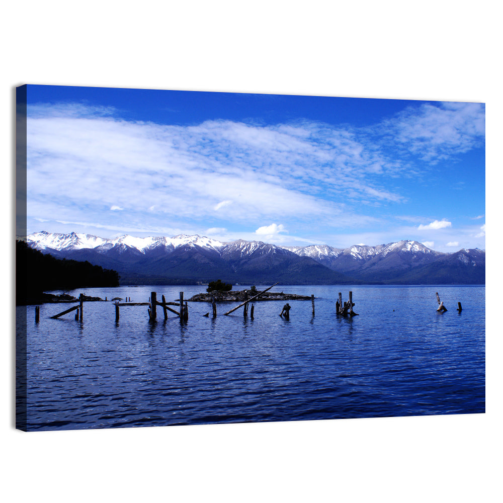 Nahuel Huapi Lake with Wooden Pilings Wall Art, canvas print, landscape