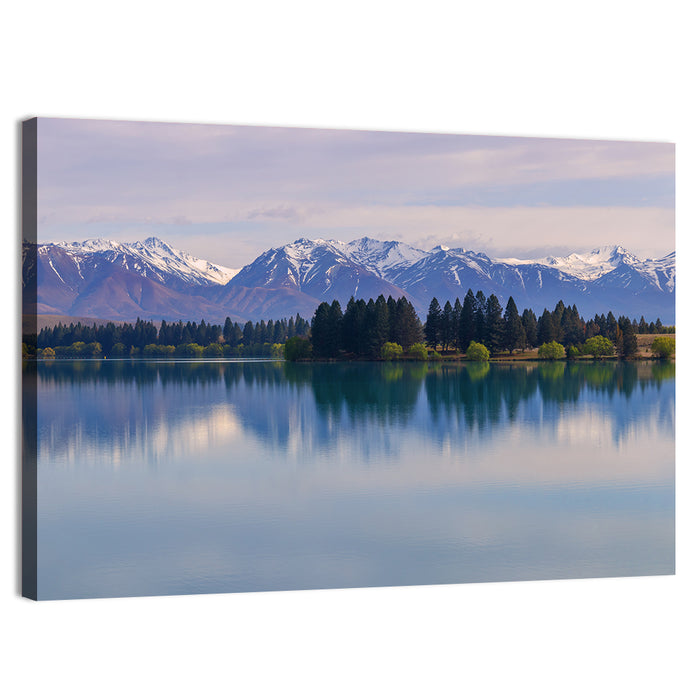 Ruataniwha Lake Reflection Wall Art as a canvas print