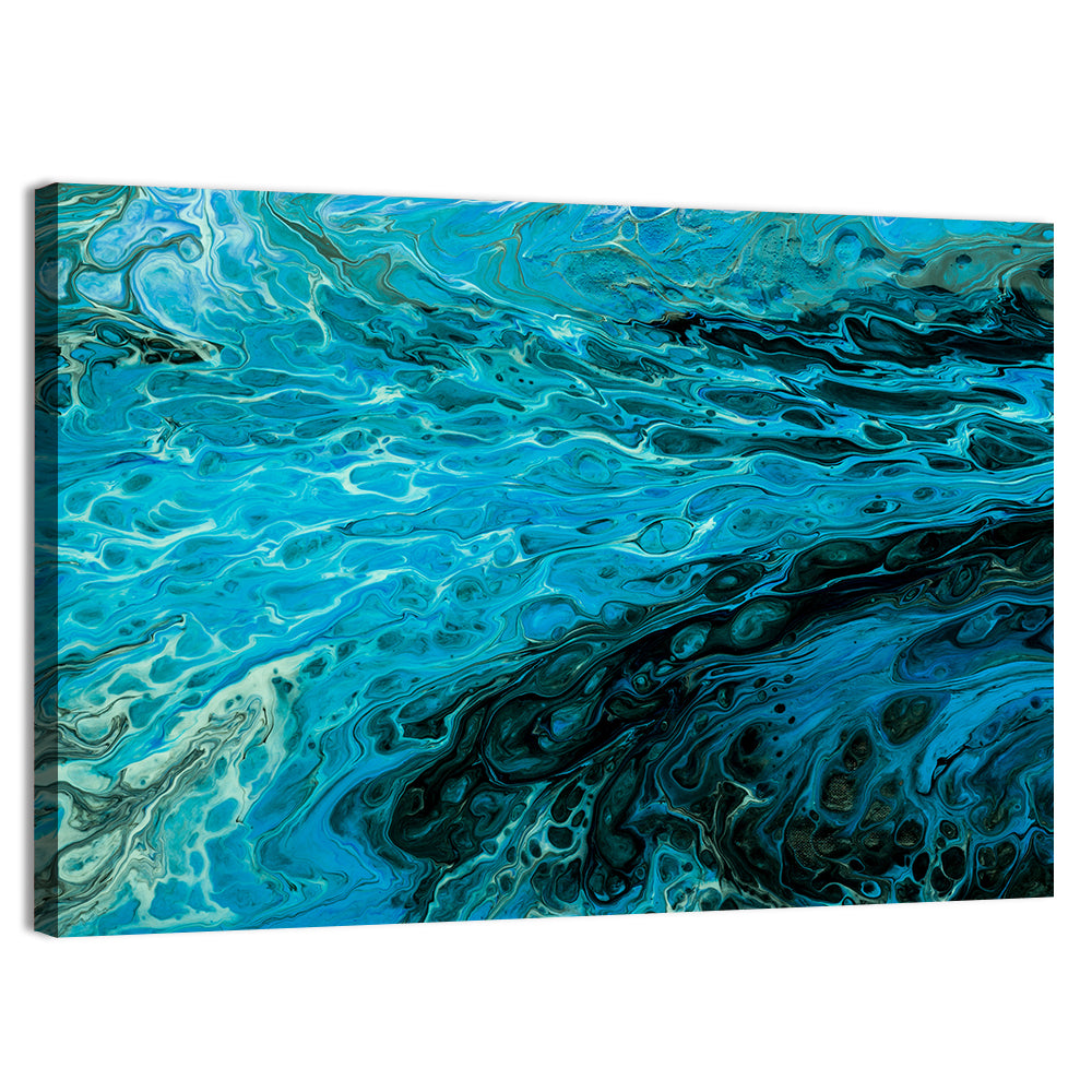 Liquid Marble Blue Abstract Wall Art, canvas print, landscape
