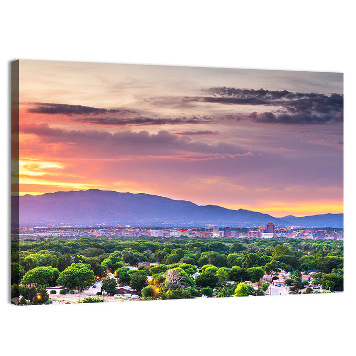 Albuquerque Skyline at Dusk Wall Art as a canvas print