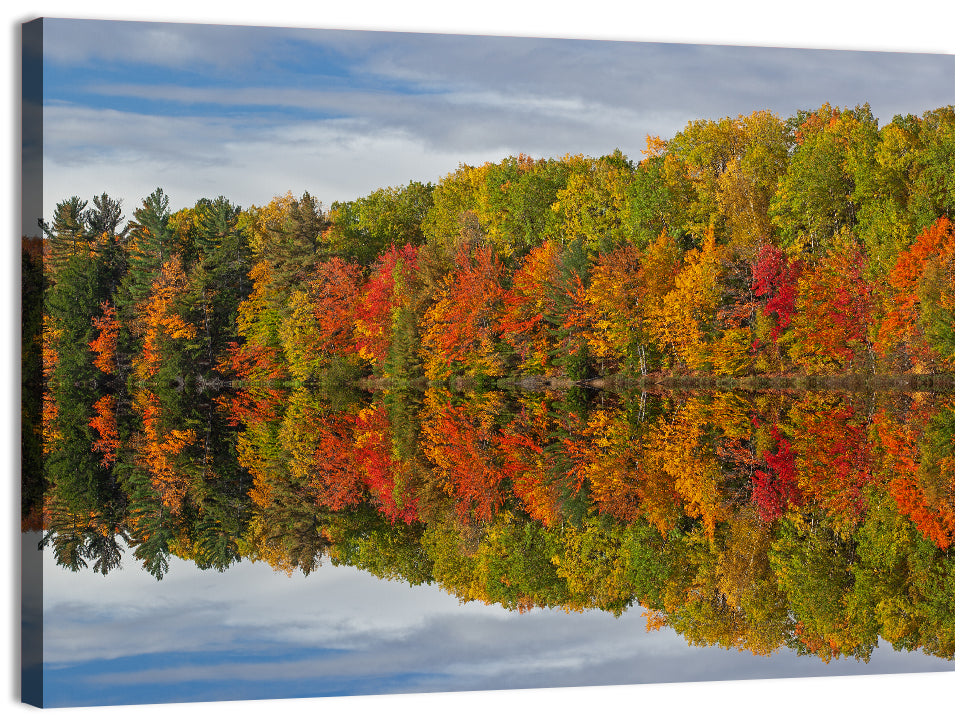 Moccasin Lake Autumn Reflection Wall Art, canvas print, landscape