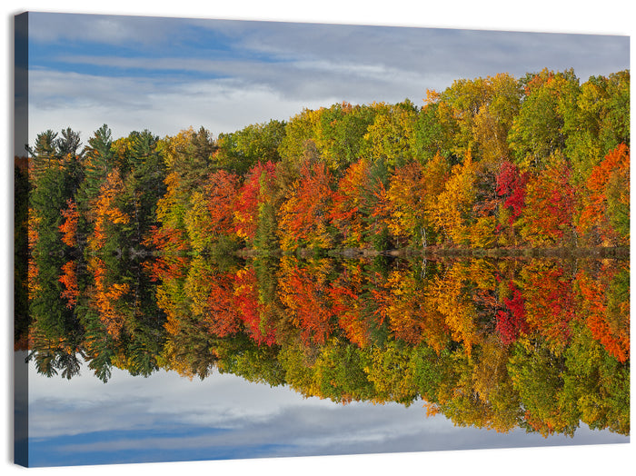 Moccasin Lake Autumn Reflection Wall Art as a canvas print