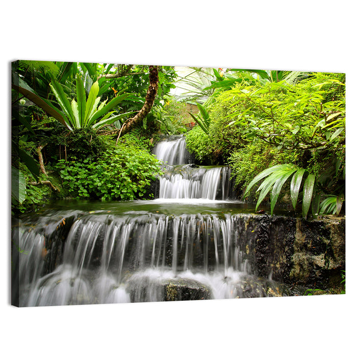 Lush Rainforest Cascade Wall Art as a canvas print