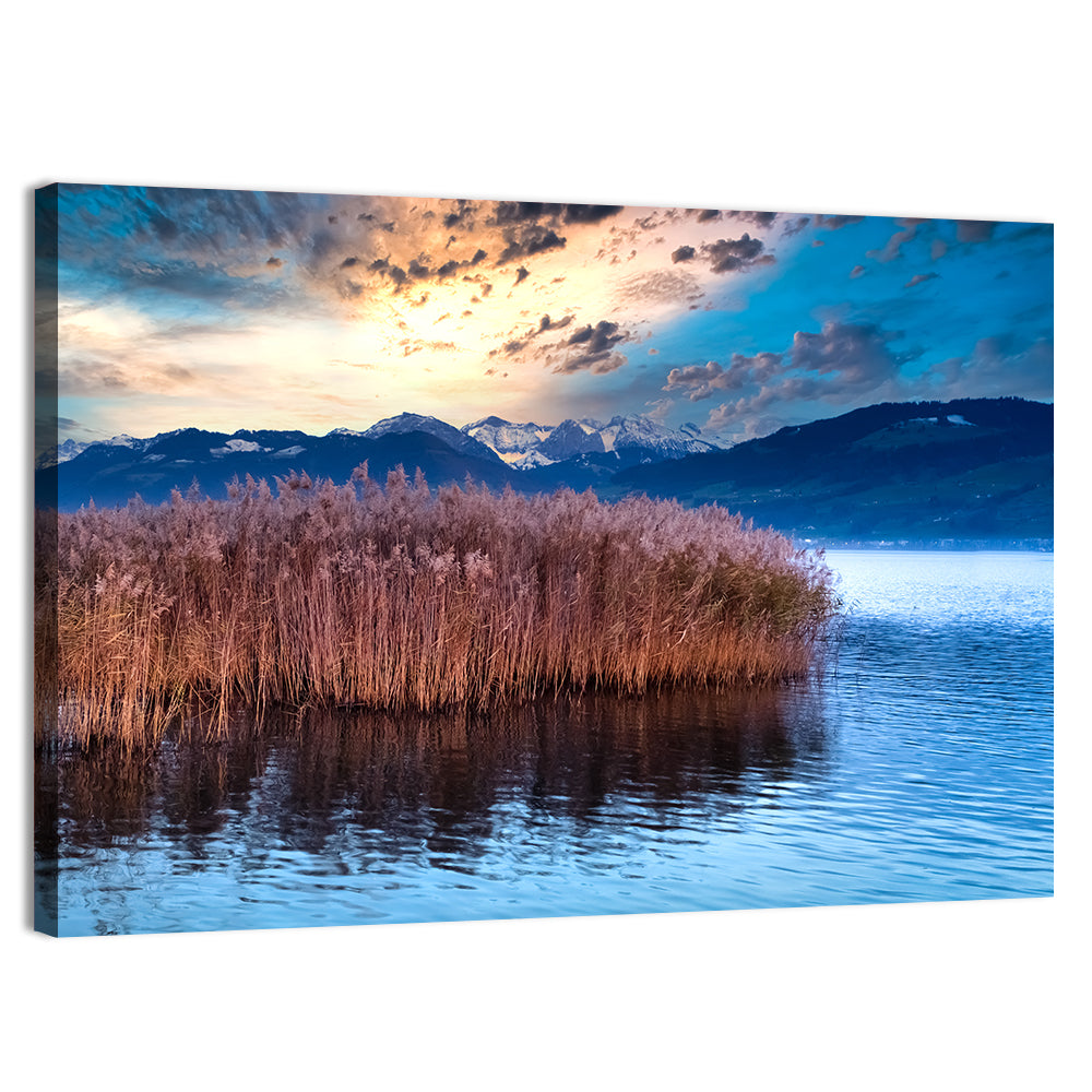 Lake Obersee Reeds at Dusk Wall Art