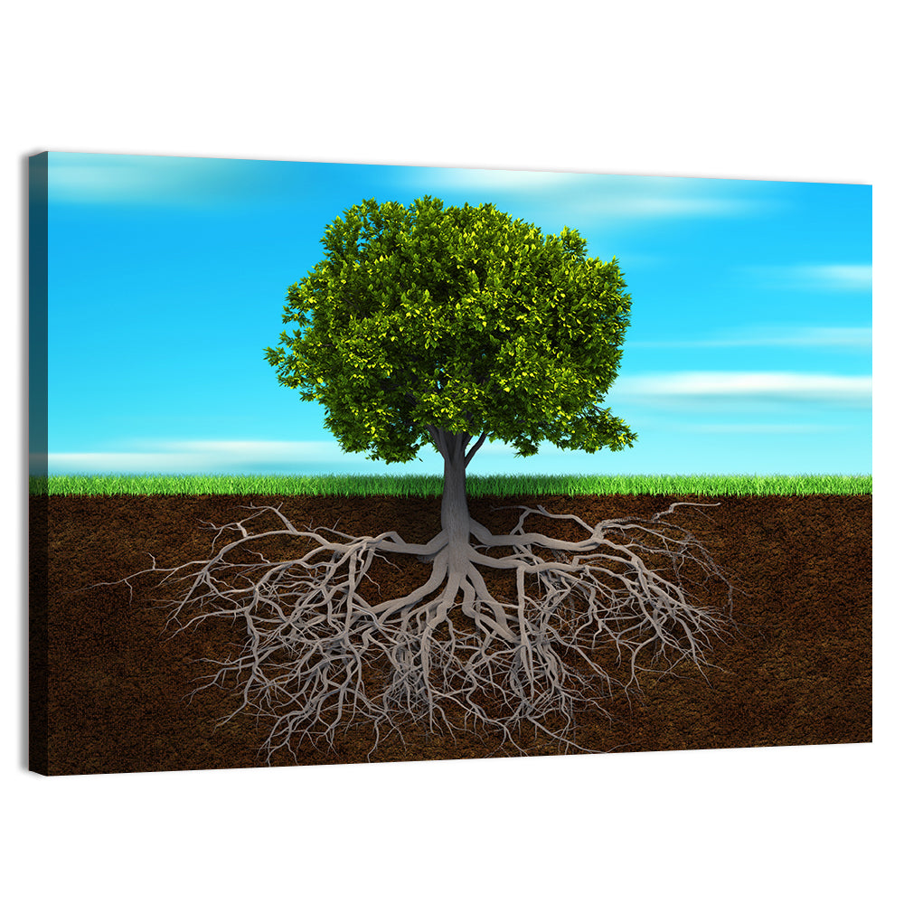 Tree Roots Cross-section Illustration Wall Art, canvas print, landscape