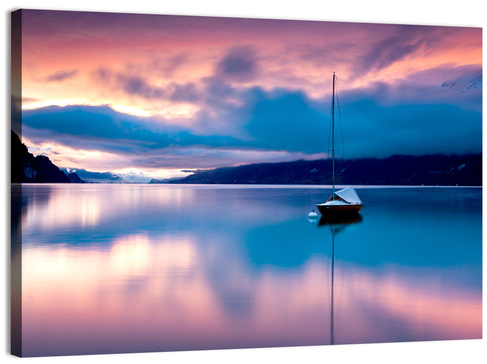 Dawn Over Lake Brienz Wall Art, canvas print, landscape