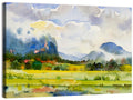 Summer Meadow Watercolor Landscape Wall Art