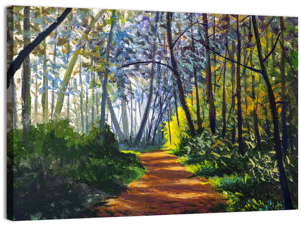 Sunlit Forest Alley Path Wall Art