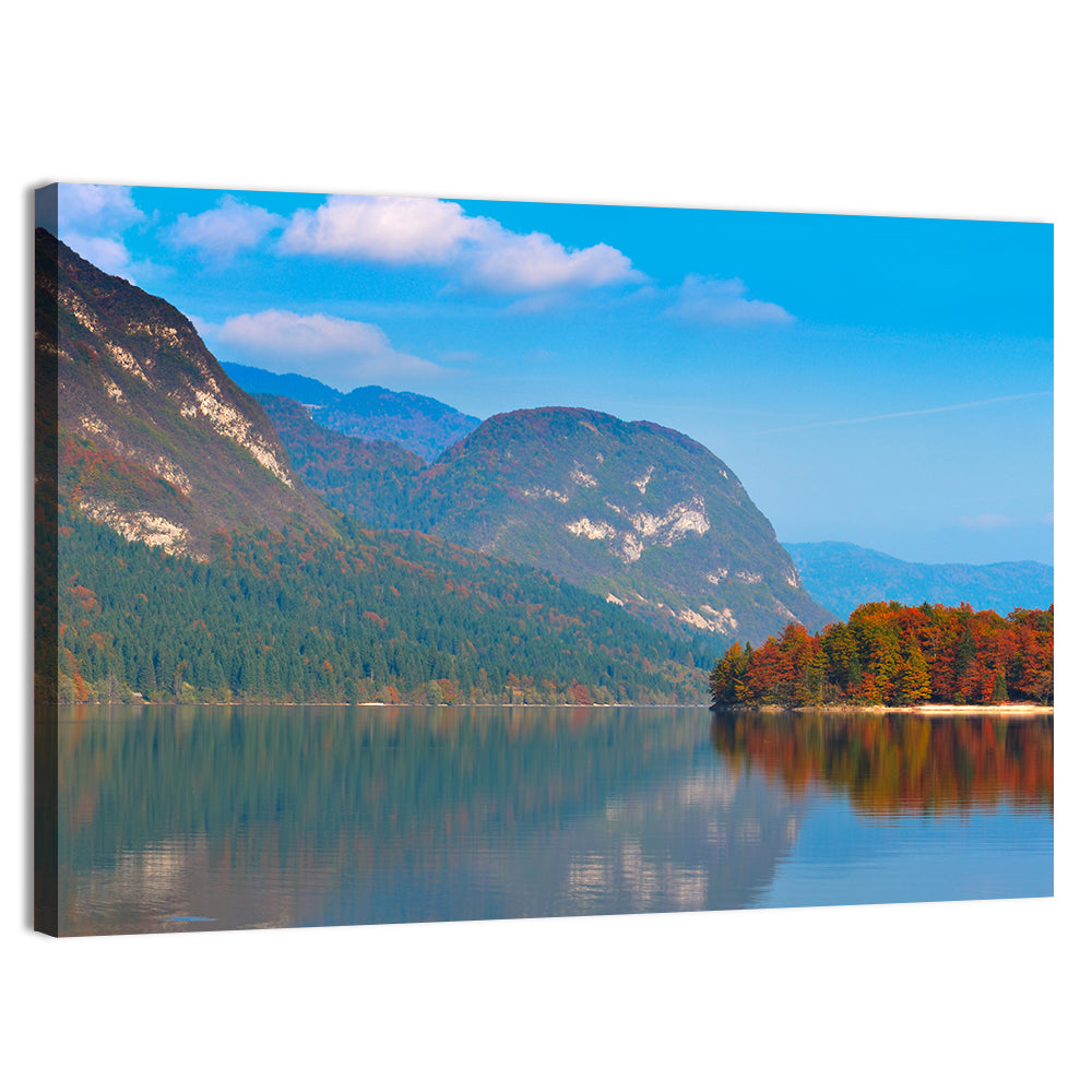 Lake Bohinj Autumn Reflection Wall Art, canvas print, landscape