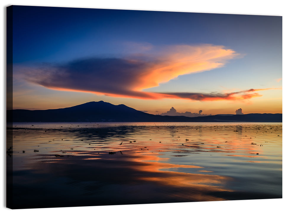 Lake Chapala Golden Dusk Wall Art, canvas print, landscape