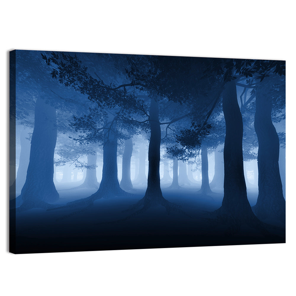 Midnight Blue Forest Wall Art, canvas print, landscape