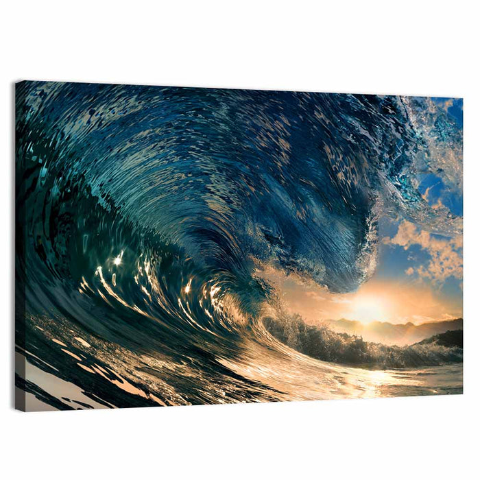 Sunset Barrel Wave Wall Art as a canvas print