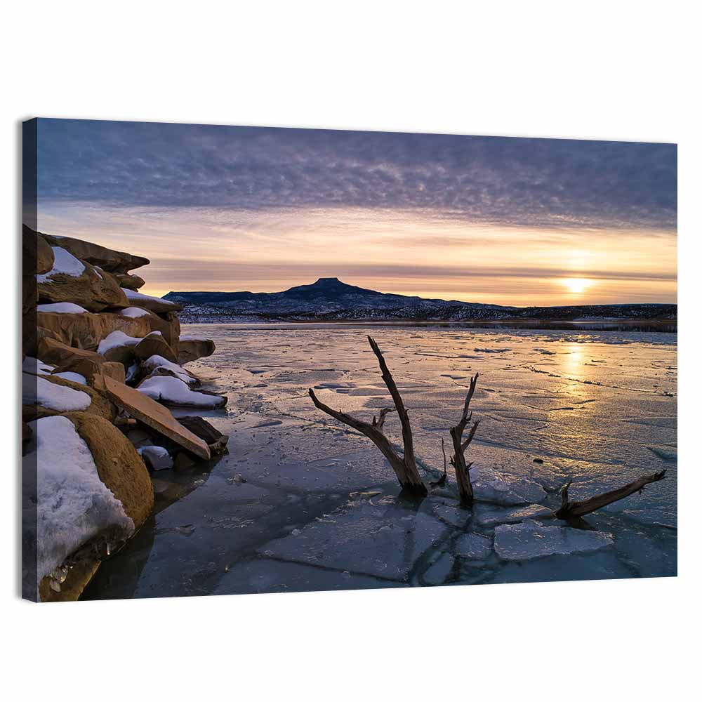 Lake Abiquiu Winter Sunset Wall Art, canvas print, landscape