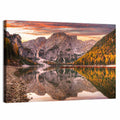 Lago Di Braies Sunset Reflection Wall Art