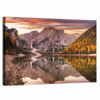 Lago Di Braies Sunset Reflection Wall Art