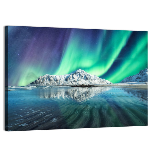 Aurora Borealis Skagsanden Beach Wall Art