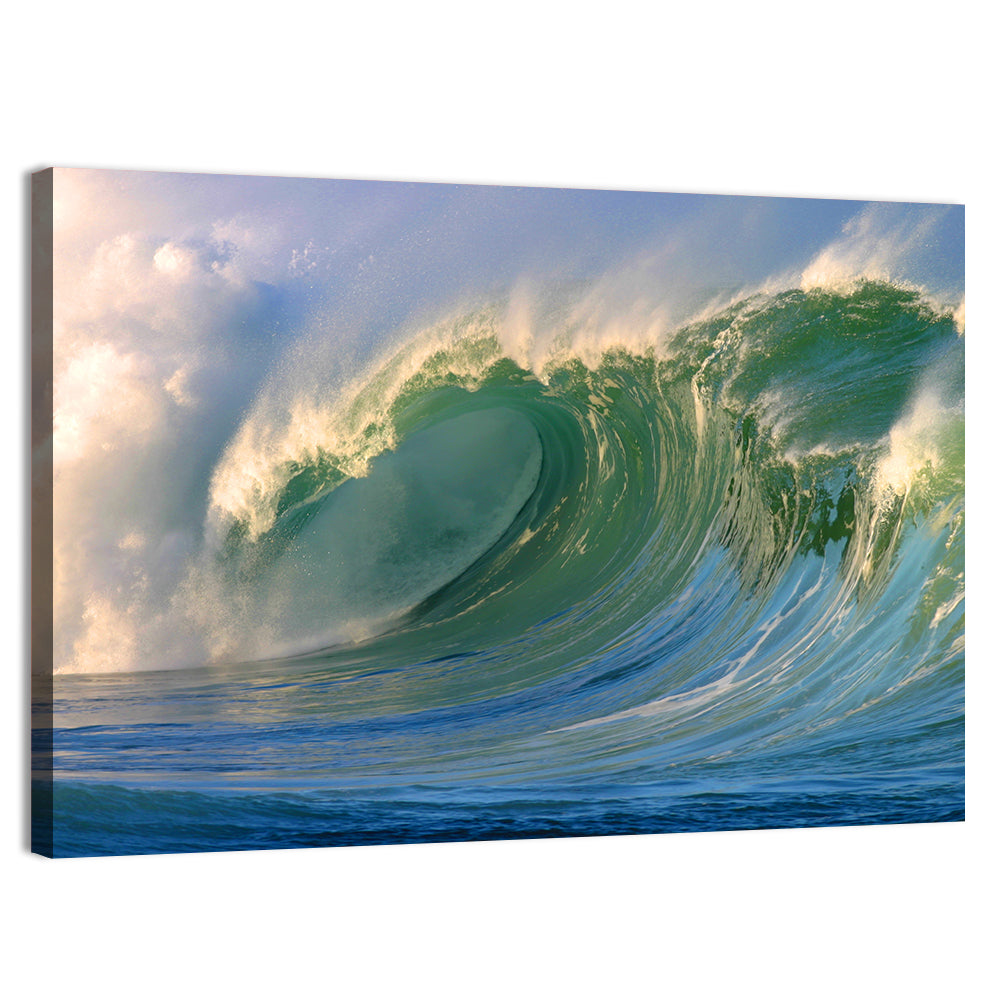 Golden Hour Barrel Wave Wall Art, canvas print, landscape