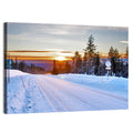 Snowy Road at Sunset Wall Art