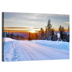 Snowy Road at Sunset Wall Art