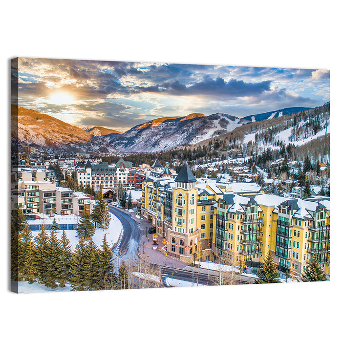 Vail Village Skyline Wall Art as a canvas print