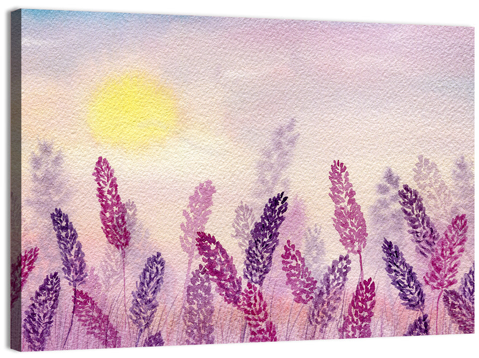 Sunlit Lavender Field Wall Art, canvas print, landscape
