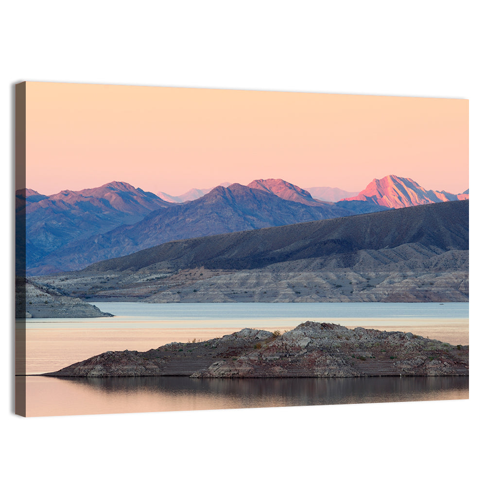 Lake Mead Twilight Reflection Wall Art, canvas print, landscape