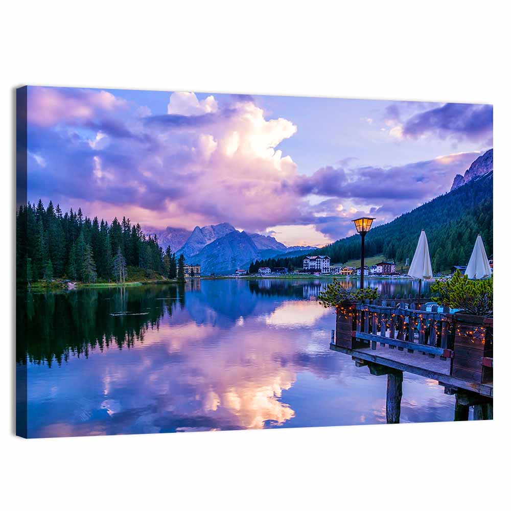 Misurina Lake Twilight Wall Art, canvas print, landscape