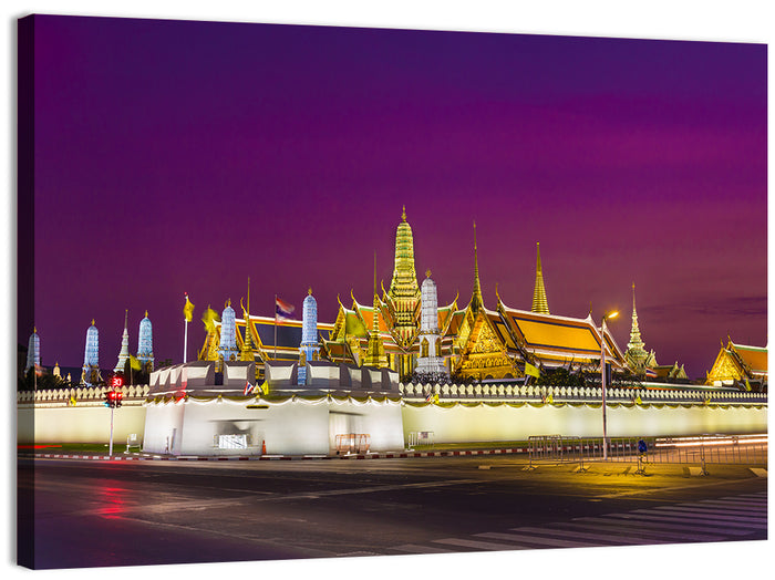 Emerald Buddha, Grand Palace Dusk Wall Art as a canvas print