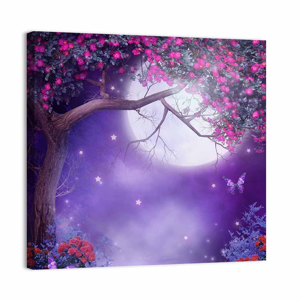 Moonlit Fantasy Rose Tree Wall Art