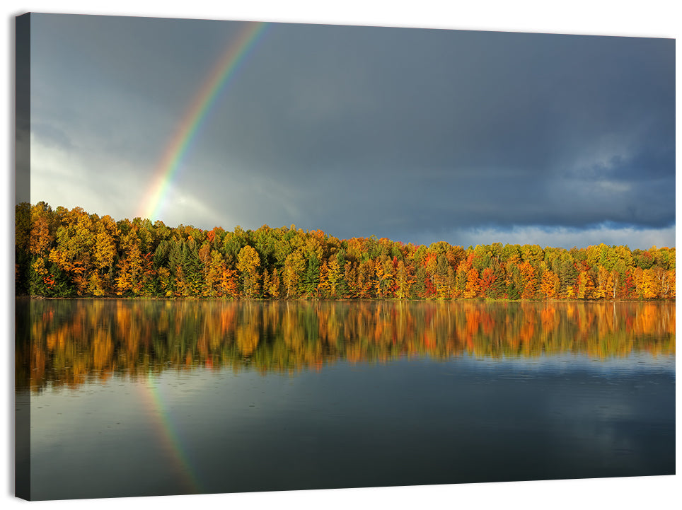 Moccasin Lake Autumn Rainbow Wall Art, canvas print, landscape