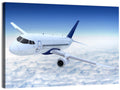 Commercial Jet Above Clouds Wall Art
