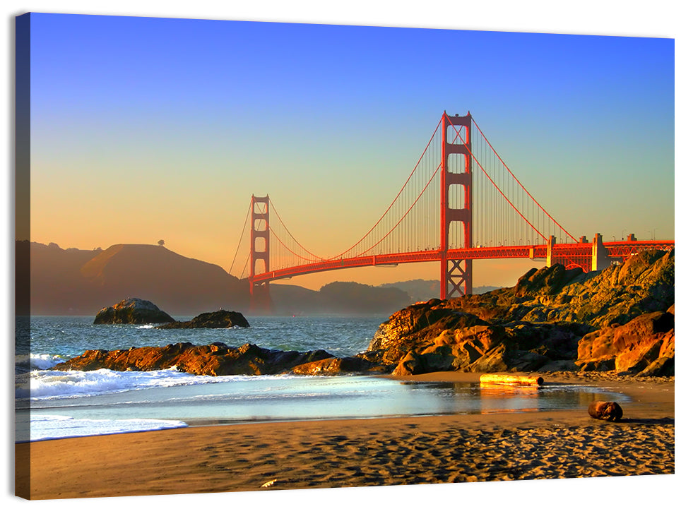 Golden Hour at the Golden Gate Bridge Wall Art