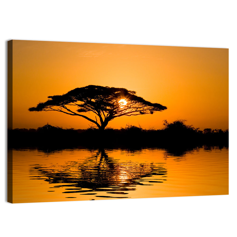 Acacia Tree at Sunrise Wall Art, canvas print, landscape