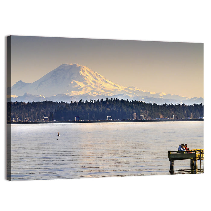 Mount Rainier Over Lake Washington Wall Art as a canvas print