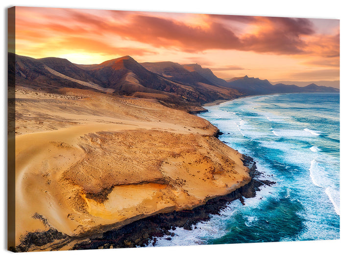 Playa Veril Manso Sunset Seascape Wall Art as a canvas print