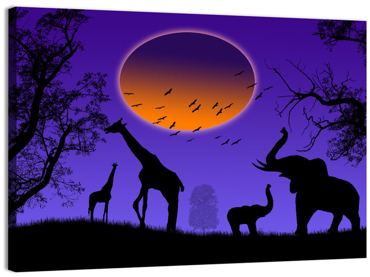 Sunset Savannah Silhouette Wall Art