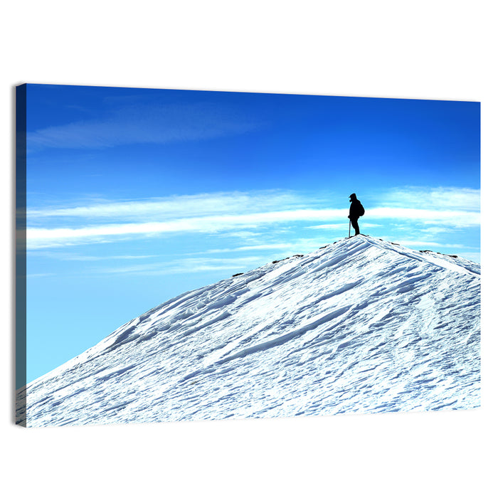 Mountaineer Summit Silhouette Wall Art as a canvas print
