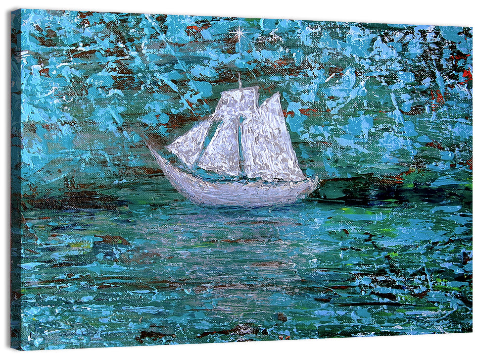 White Sailboat Reflection Wall Art, canvas print, landscape