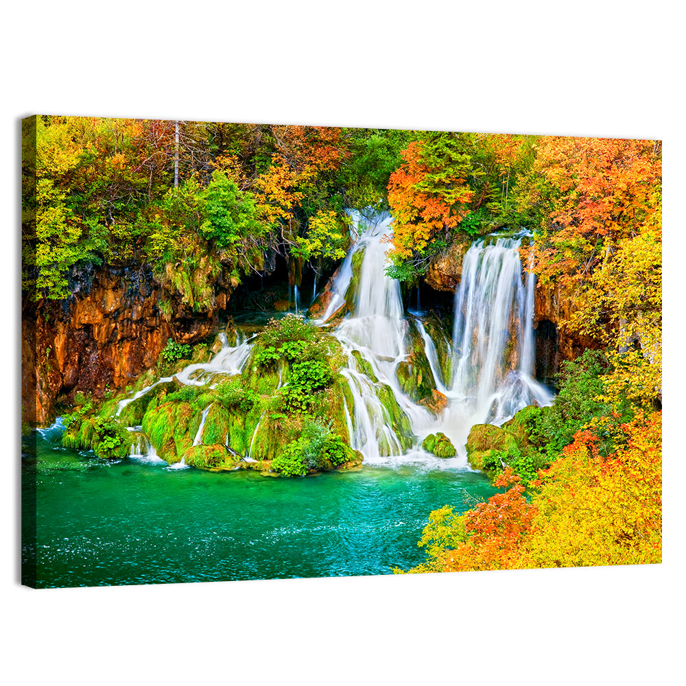 Plitvička Jezera Autumn Falls Wall Art, canvas print, landscape