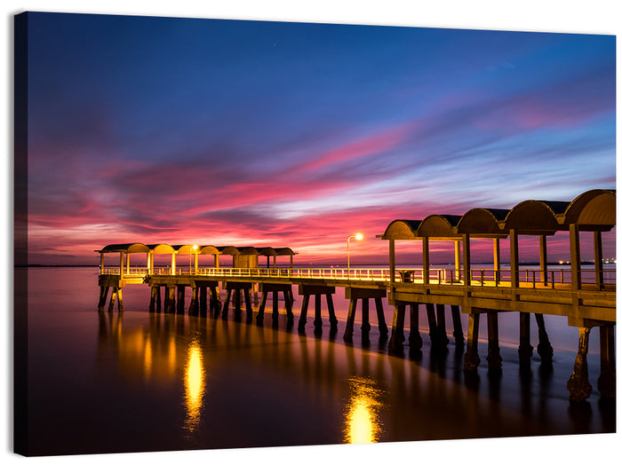 Twilight on Jekyll Island Pier Wall Art as a canvas print